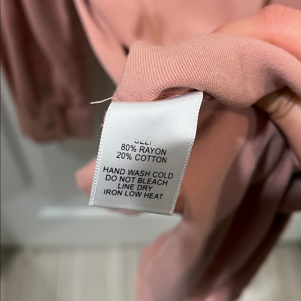 Lulus Dusty Rose Lace-Up Pocket Shirt Dress – Long Sleeve - Picture 4 of 4